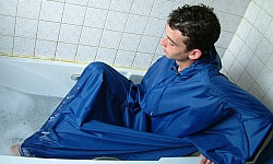 relax bath poncho blue meditation